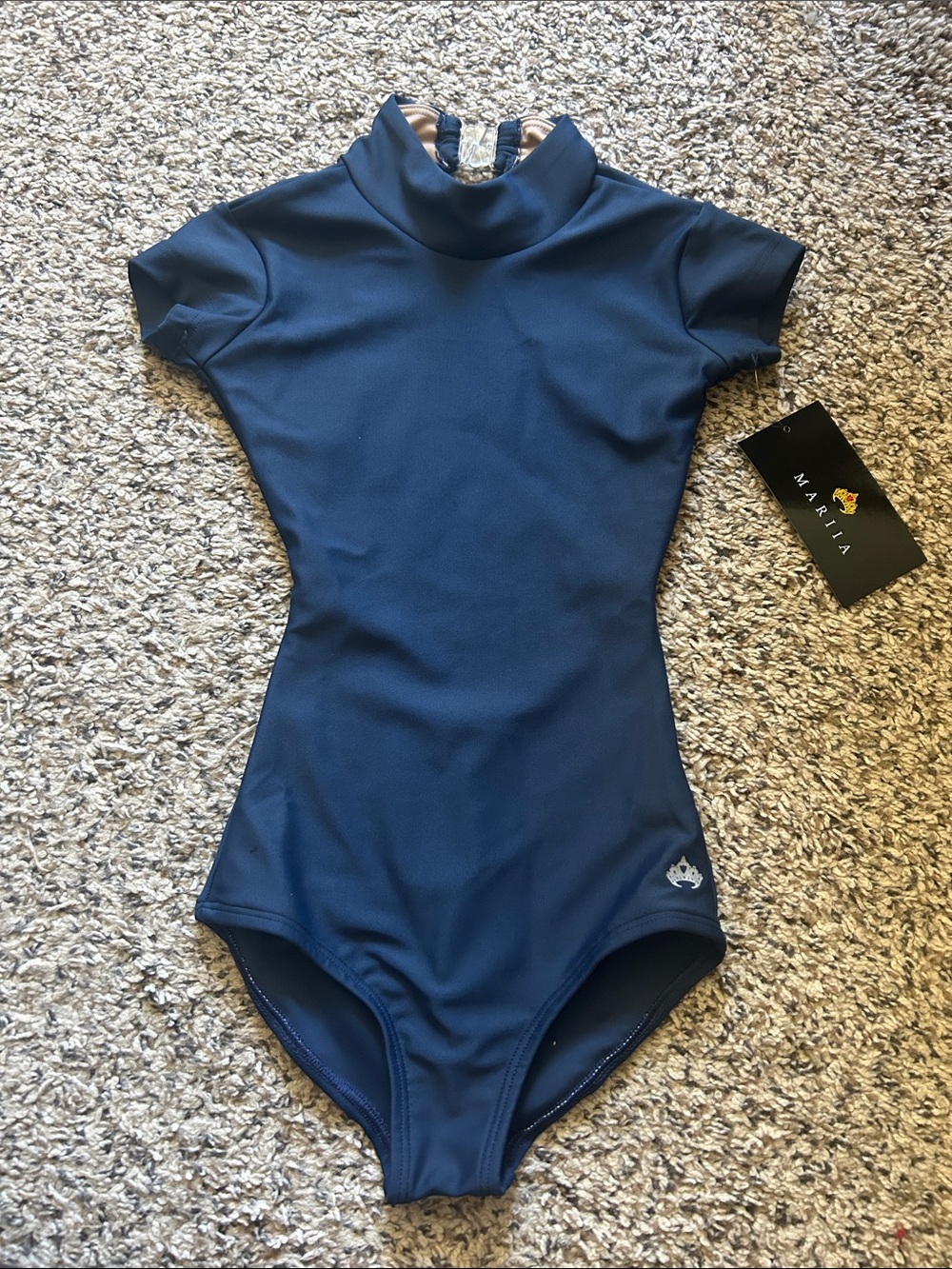 Mariia kids' Navy Short Sleeve Dance Leotard